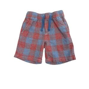 babyGap Boys Red & Blue Plaid Shorts – Drawstring Tie- Size 5 Years – Pull-On